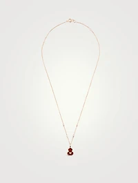 Wulu 18K Rose Gold Red Agate Necklace With Diamonds