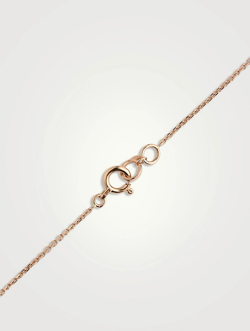 Wulu 18K Rose Gold Red Agate Necklace With Diamonds