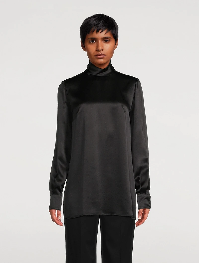 Silk Turtleneck Blouse