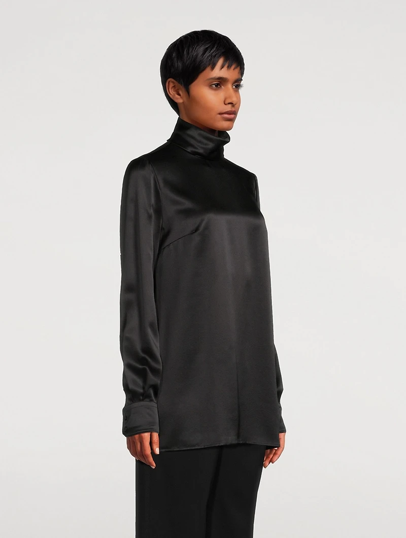Silk Turtleneck Blouse