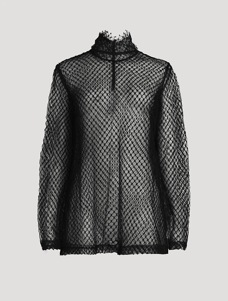 Mesh Turtleneck Blouse