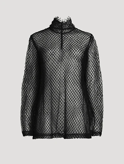 Mesh Turtleneck Blouse