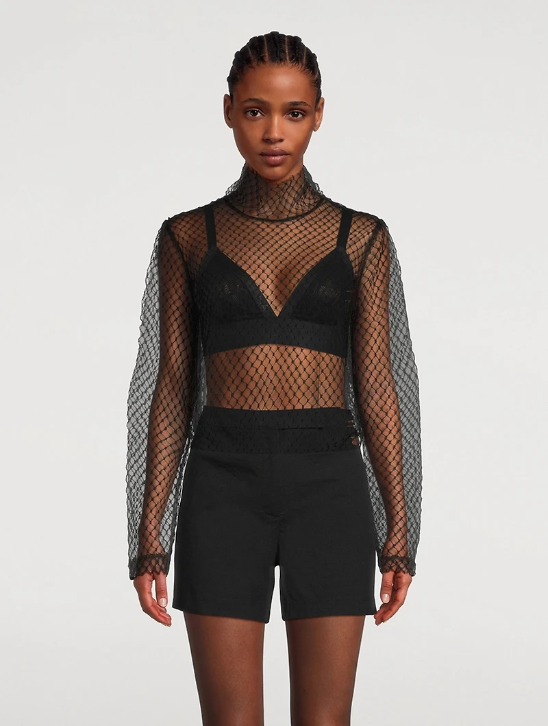 Mesh Turtleneck Blouse
