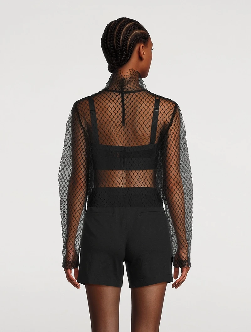 Mesh Turtleneck Blouse