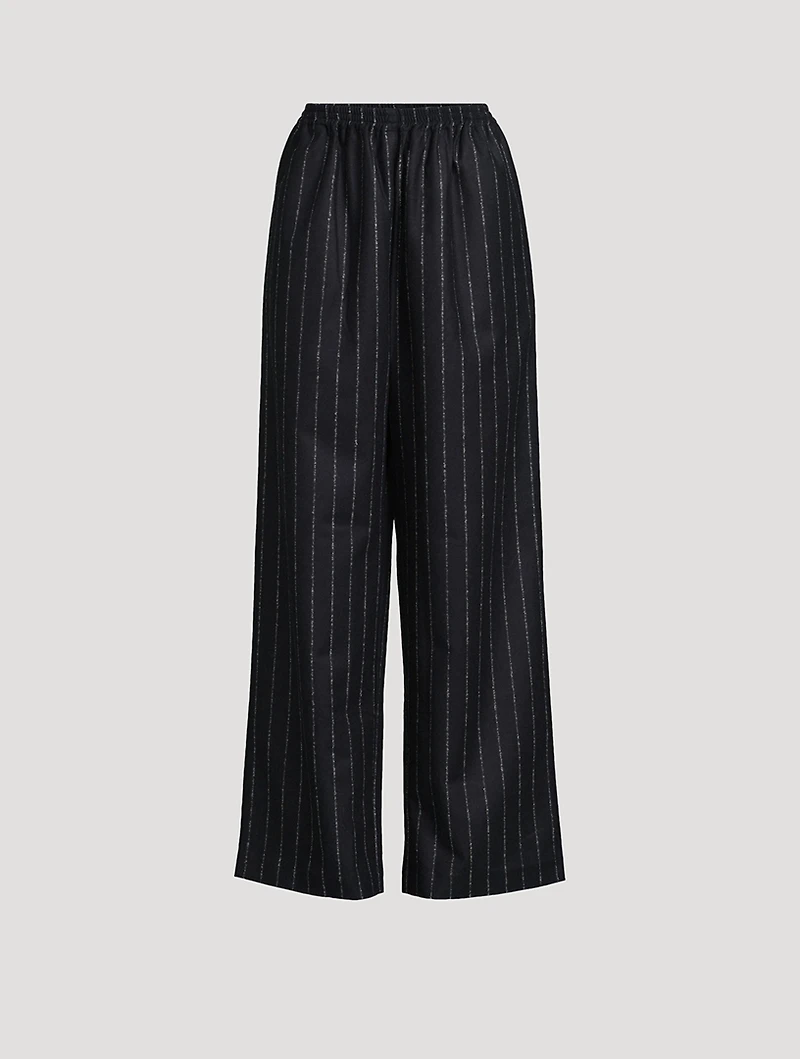 Wide-Leg Trousers Pinstripe Print