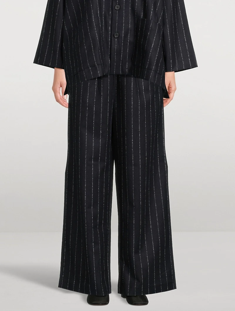 Wide-Leg Trousers Pinstripe Print
