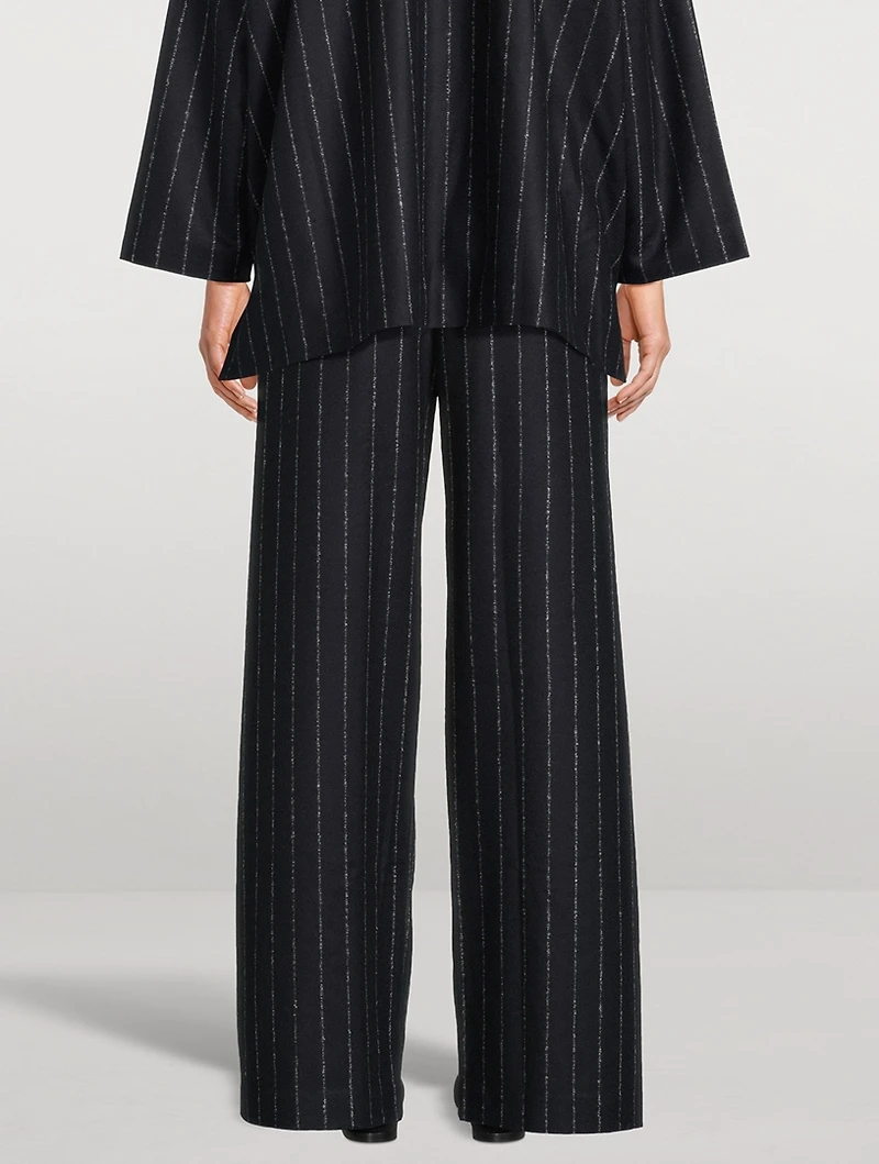 Wide-Leg Trousers Pinstripe Print