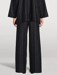Wide-Leg Trousers Pinstripe Print