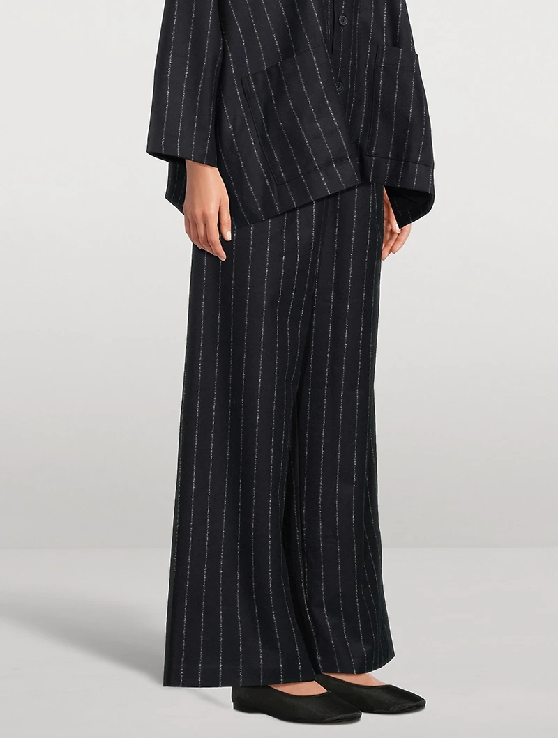 Wide-Leg Trousers Pinstripe Print