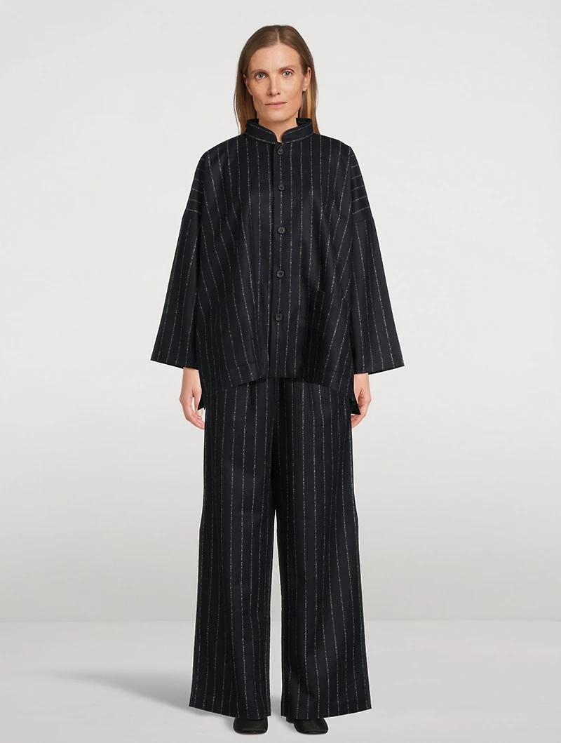 Wide-Leg Trousers Pinstripe Print
