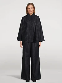 Wide-Leg Trousers Pinstripe Print