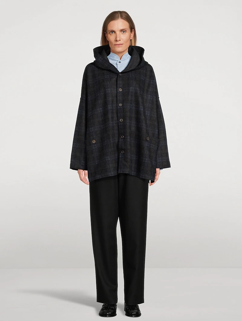 Wool Cashmere Jacket Plaid Print