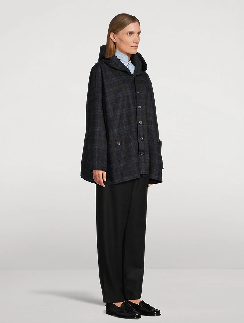 Wool Cashmere Jacket Plaid Print