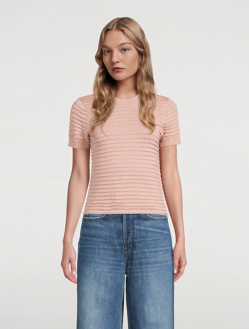 Smocked Short-Sleeve Sweater