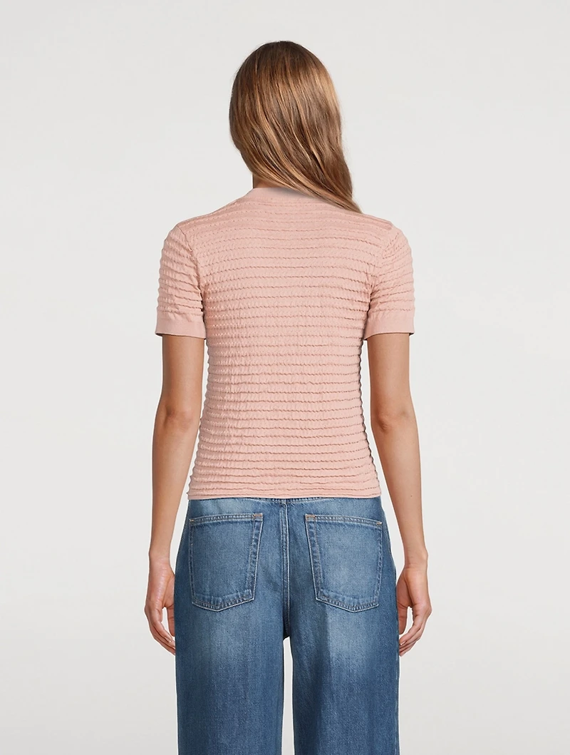 Smocked Short-Sleeve Sweater