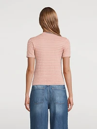 Smocked Short-Sleeve Sweater