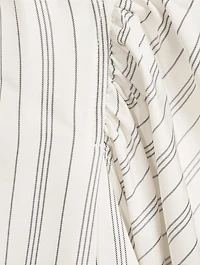 Gillian Puff-Sleeve Silk Blouse Stripe Print
