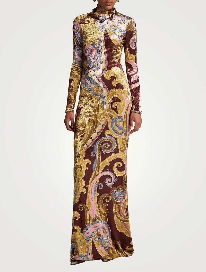 Chenille Maxi Dress Paisley Print