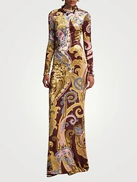 Chenille Maxi Dress Paisley Print