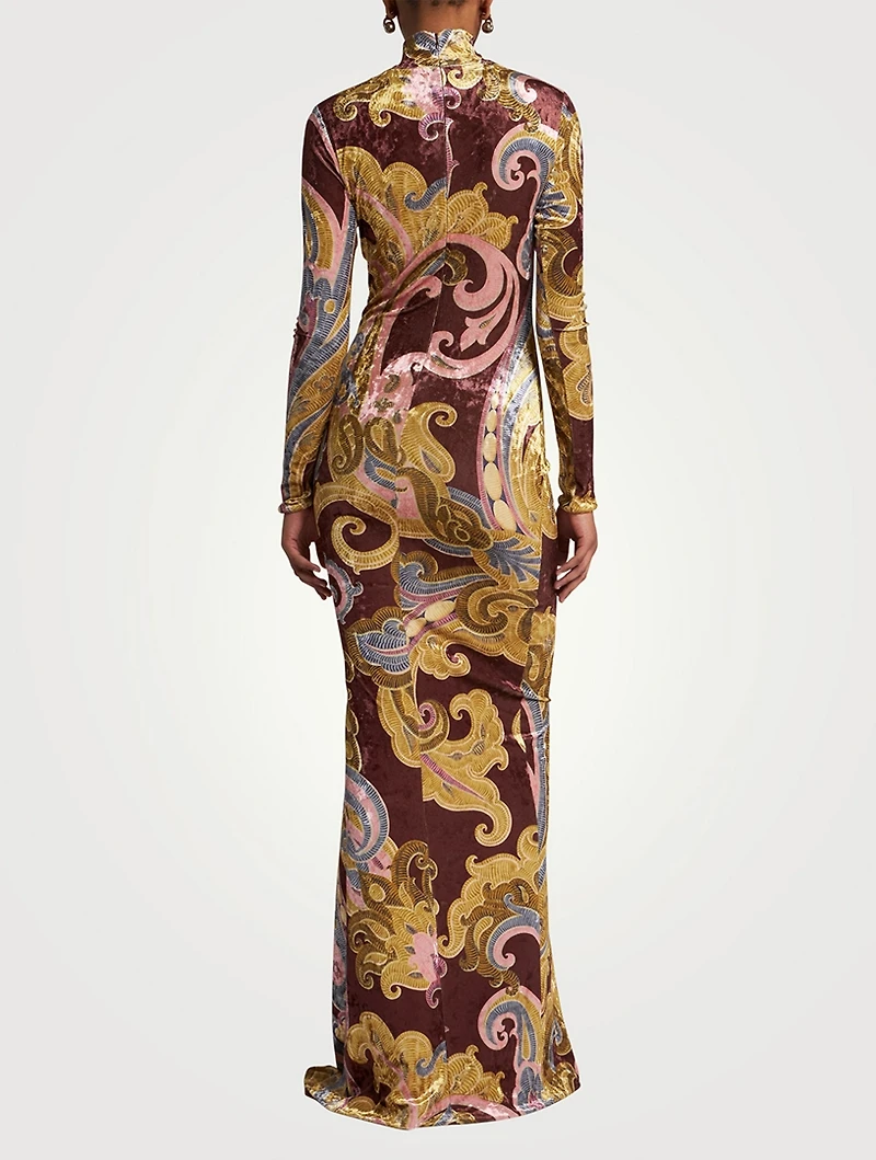 Chenille Maxi Dress Paisley Print