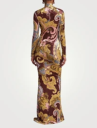 Chenille Maxi Dress Paisley Print