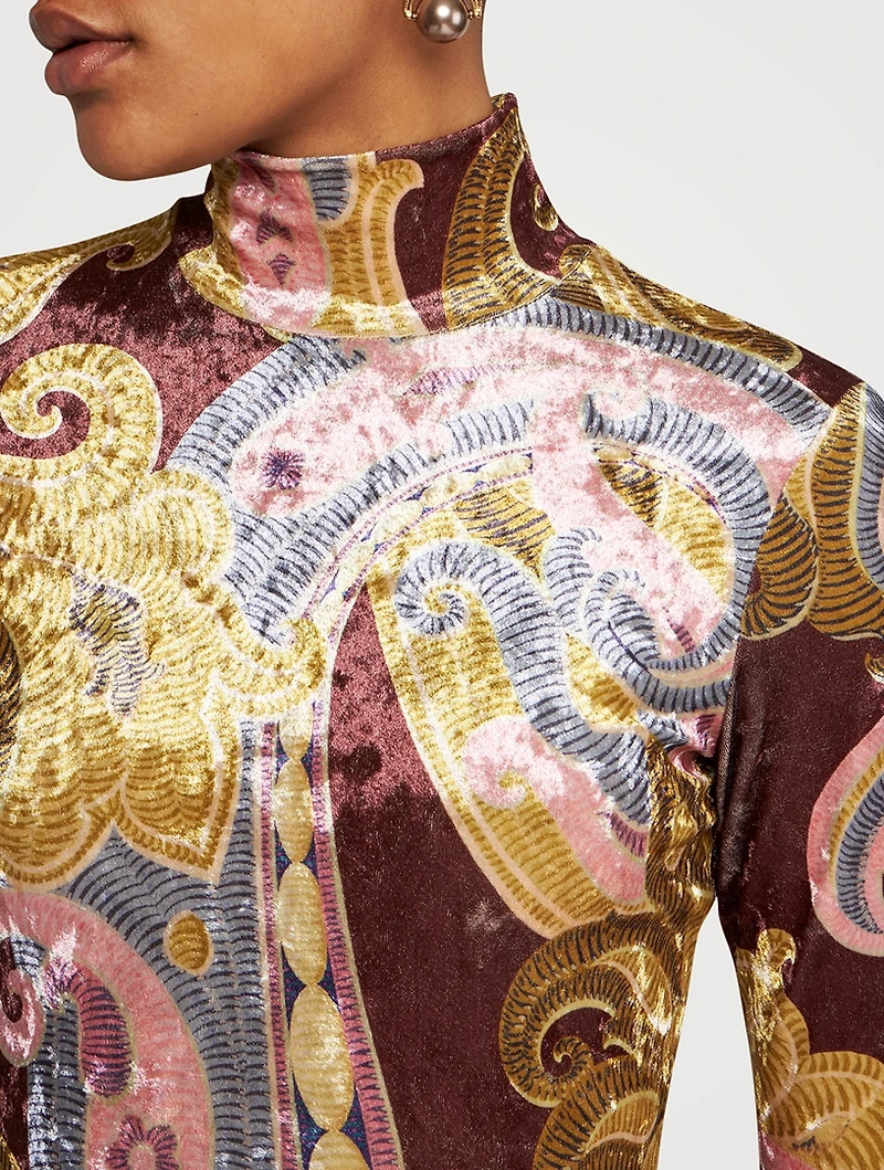 Chenille Maxi Dress Paisley Print