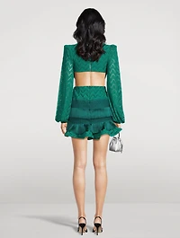 Fringe-Trimmed Cut-Out Mini Dress