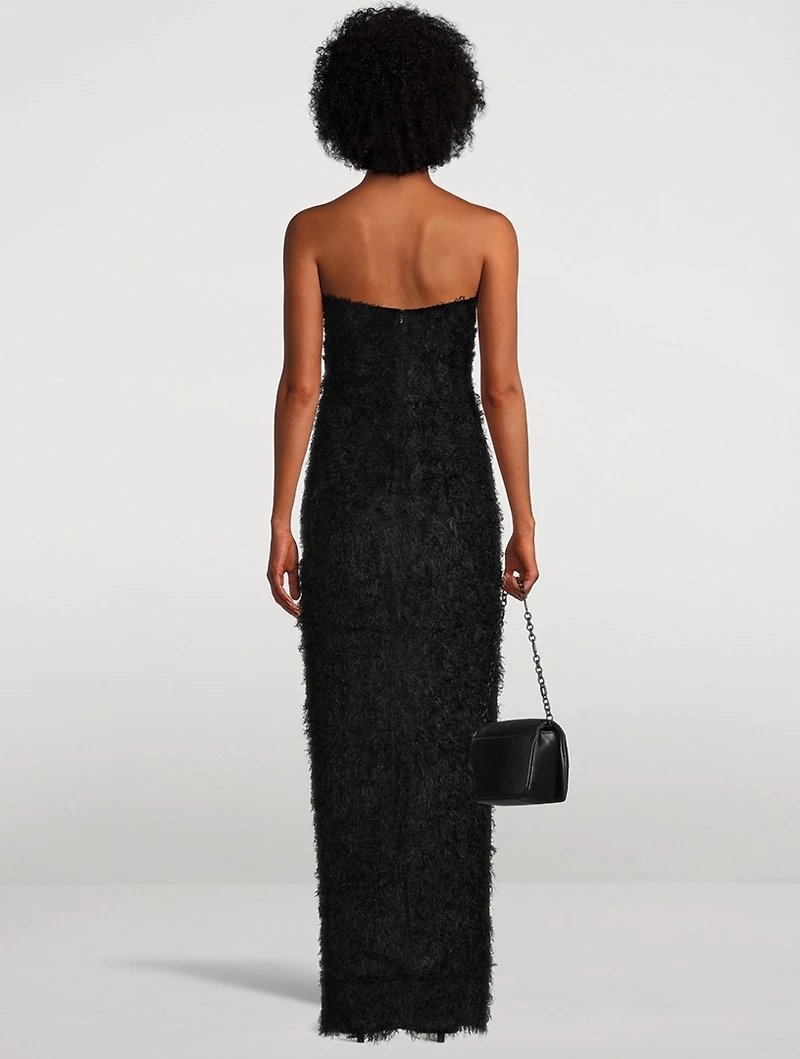 Strapless Fil Coupé Maxi Dress