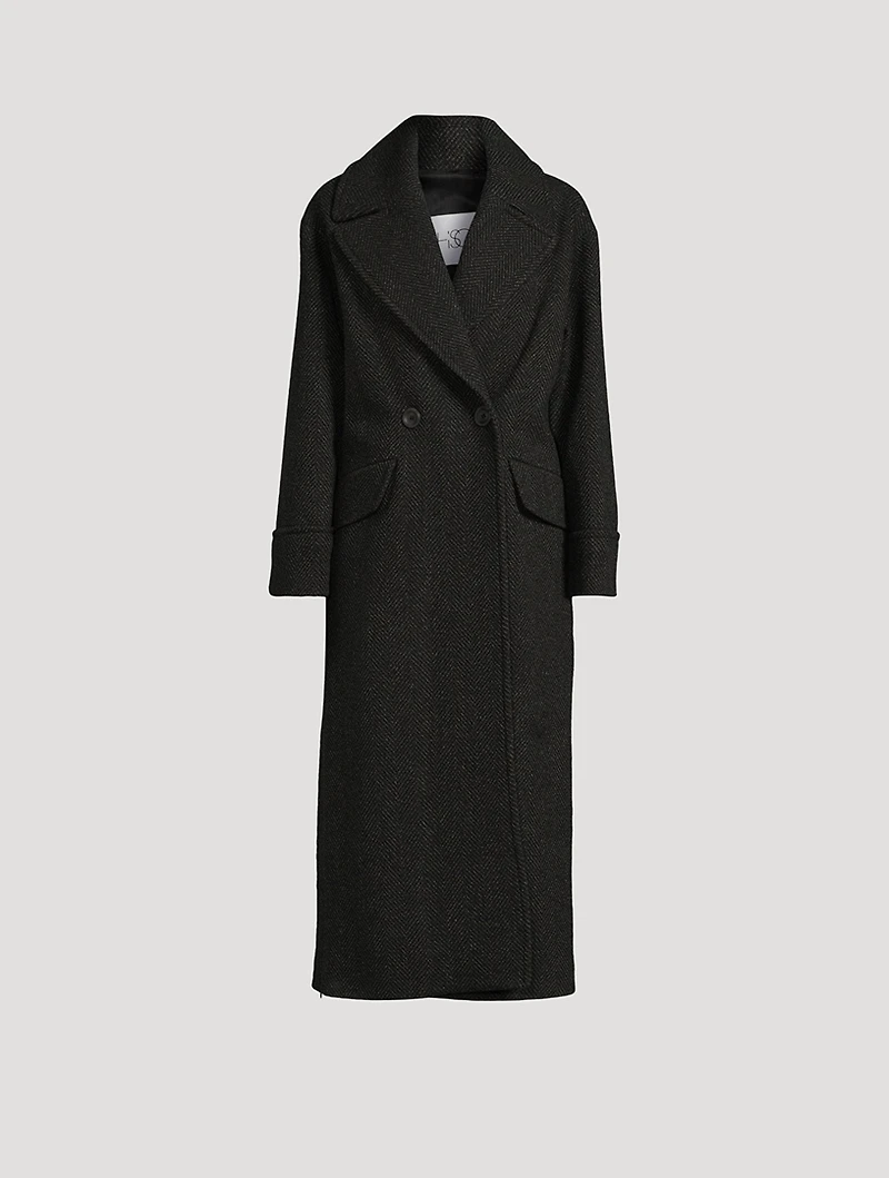 Eden Herringbone Double-Breasted Coat