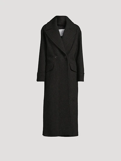 Eden Herringbone Double-Breasted Coat