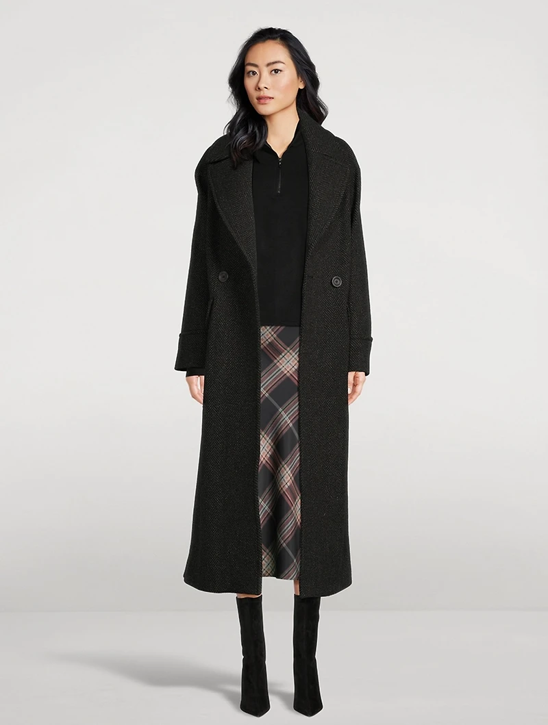 Eden Herringbone Double-Breasted Coat