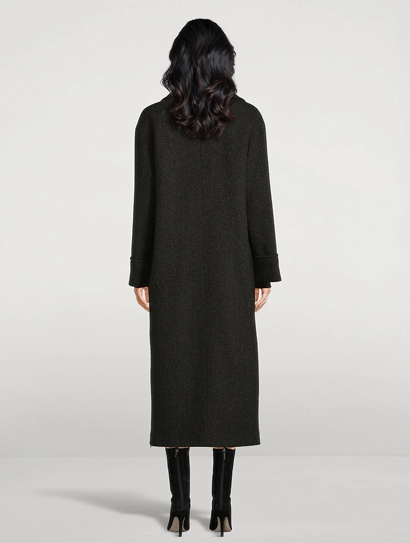 Eden Herringbone Double-Breasted Coat