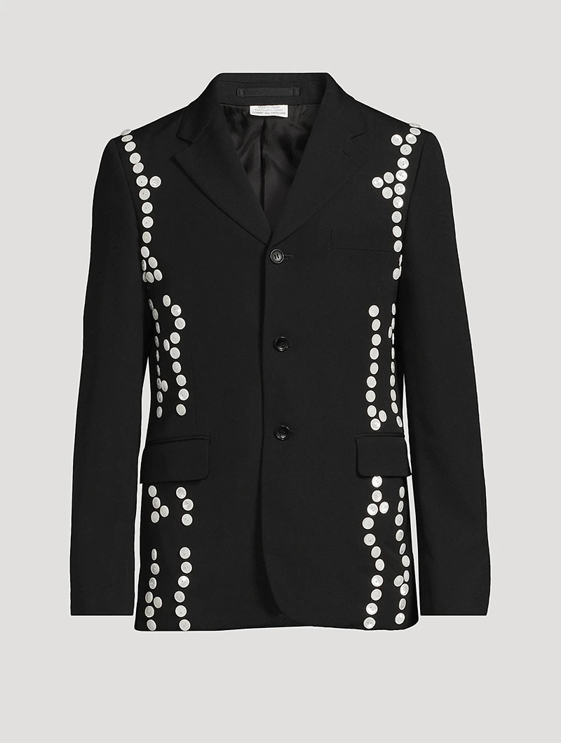 Wool Gabardine Button-Embellished Jacket