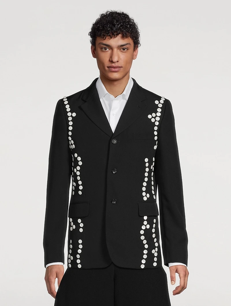 Wool Gabardine Button-Embellished Jacket