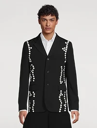 Wool Gabardine Button-Embellished Jacket