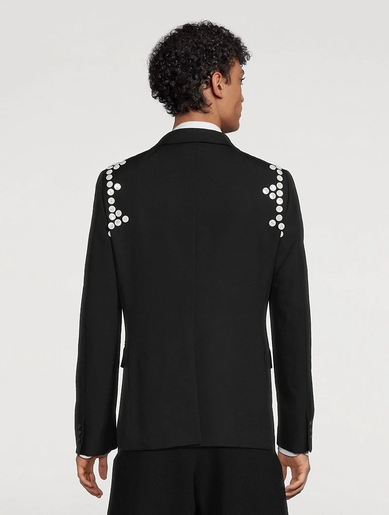 Wool Gabardine Button-Embellished Jacket