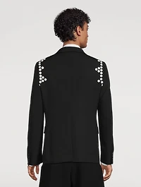 Wool Gabardine Button-Embellished Jacket