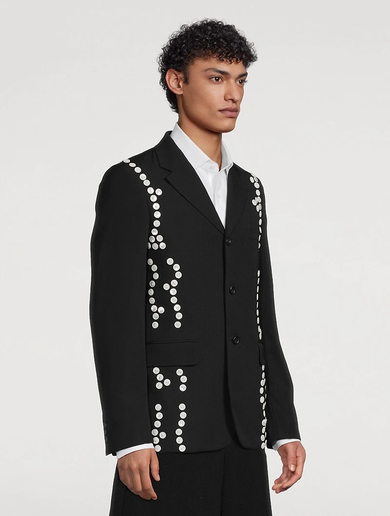 Wool Gabardine Button-Embellished Jacket
