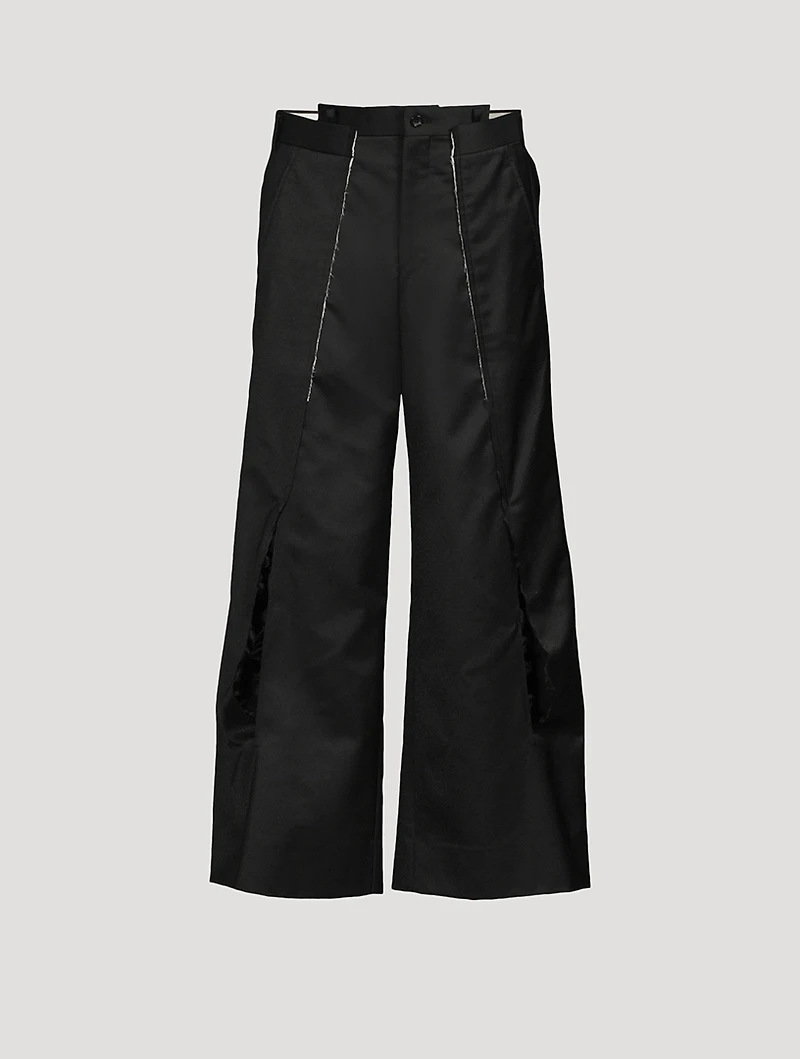 Wool Nylon Twill Wide-Leg Pants