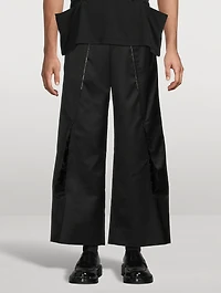 Wool Nylon Twill Wide-Leg Pants