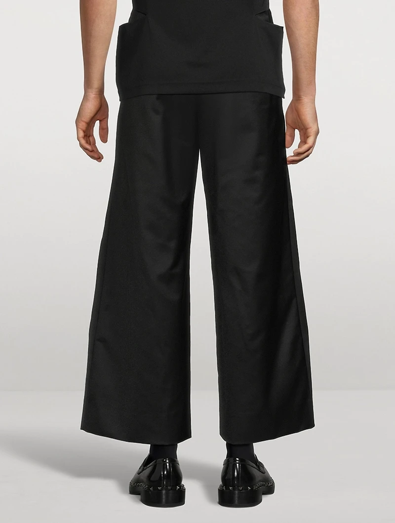 Wool Nylon Twill Wide-Leg Pants