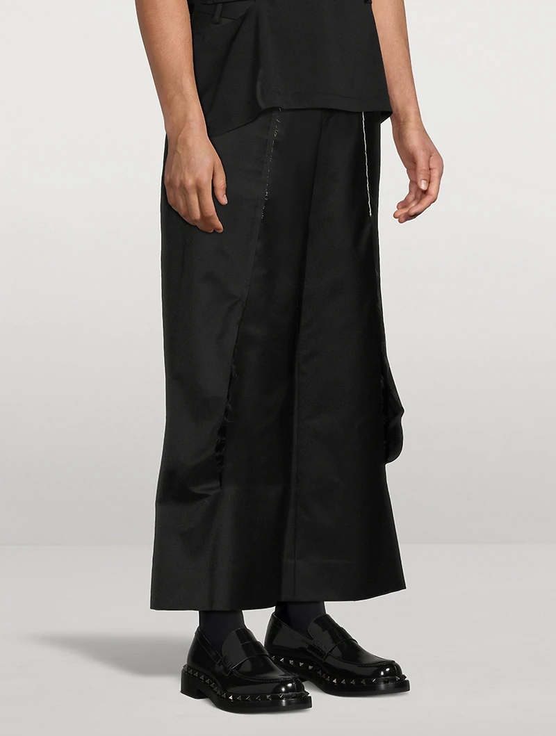 Wool Nylon Twill Wide-Leg Pants