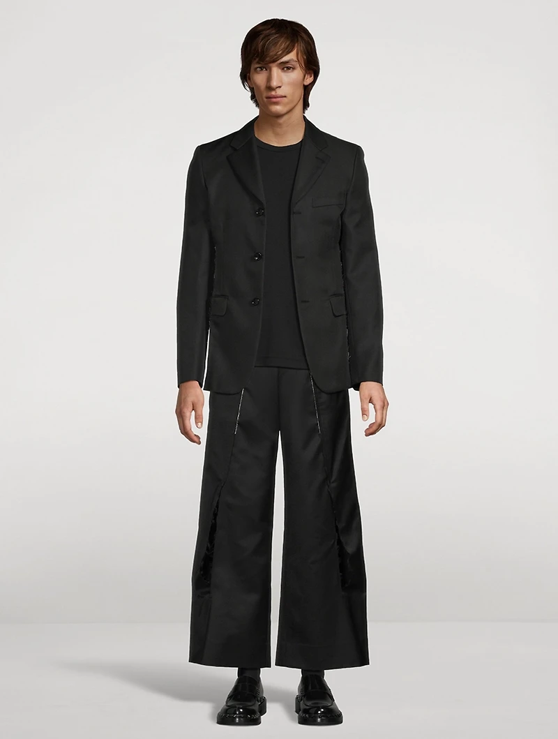 Wool Nylon Twill Wide-Leg Pants
