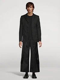 Wool Nylon Twill Wide-Leg Pants