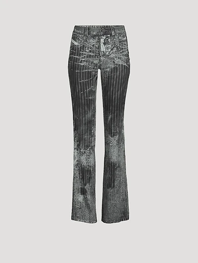 Bootcut Satin Pants Pinstripe Print