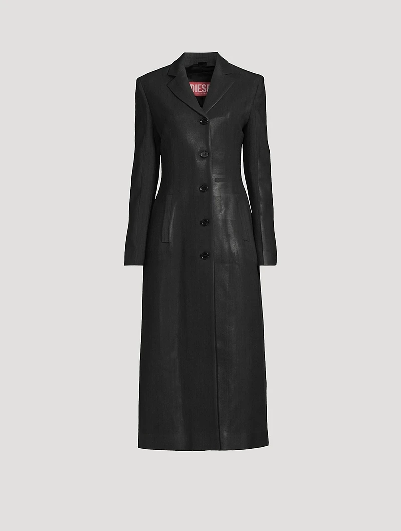 Pinstripe Coat With Coated Front