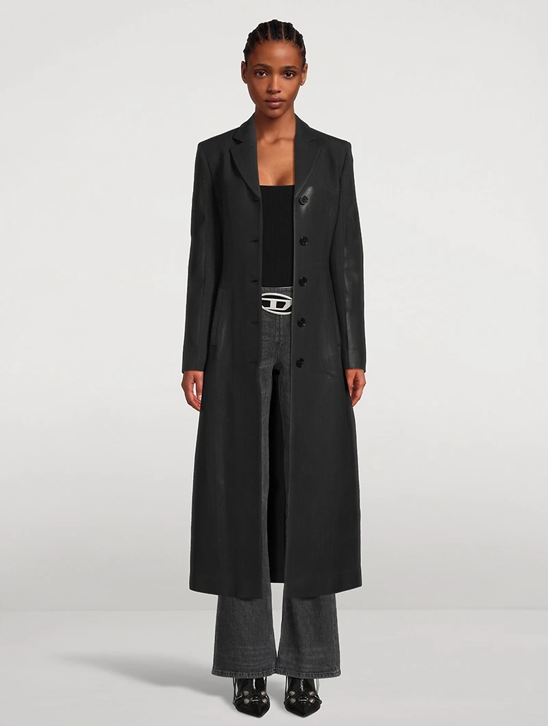 Pinstripe Coat With Coated Front