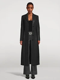 Pinstripe Coat With Coated Front