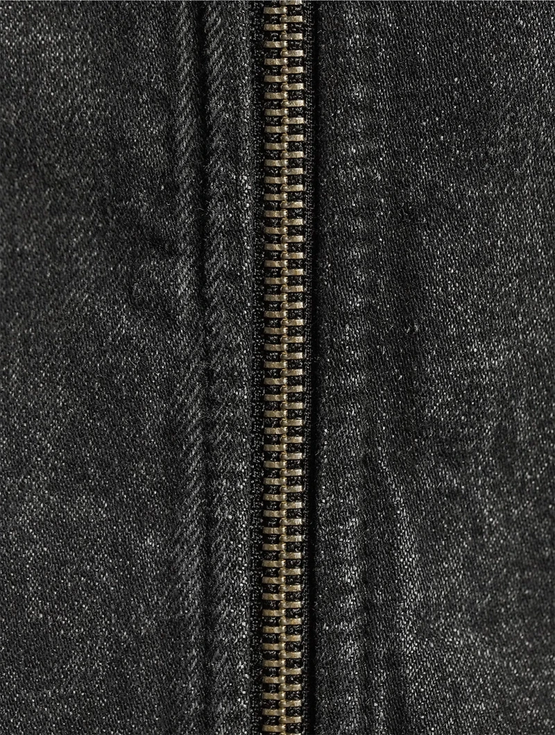 Short Denim Jacket With Ribbed Inserts