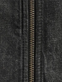 Short Denim Jacket With Ribbed Inserts